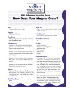 2005 Galapagos Spreading Center  How Does Your Magma Grow? FOCUS  TEACHING TIME