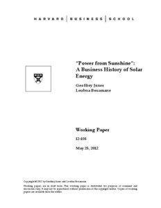 “Power from Sunshine”: A Business History of Solar Energy