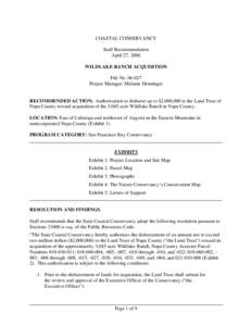 COASTAL CONSERVANCY Staff Recommendation April 27, 2006 WILDLAKE RANCH ACQUISITION File No[removed]Project Manager: Melanie Denninger