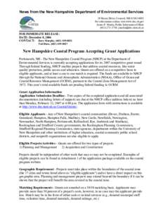 News from the New Hampshire Department of Environmental Services  29 Hazen Drive, Concord, NH 03302­0095  For information online, visit www.des.nh.gov  James P. Martin, Public Information Office