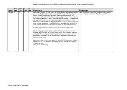 Review comments on the IPCC AR5 Synthesis Report First Order Draft - General comments  Chapter From Page