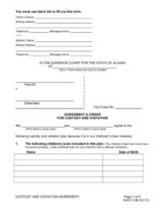 Agreement & Order for Custody and Visitation, SHC-1126