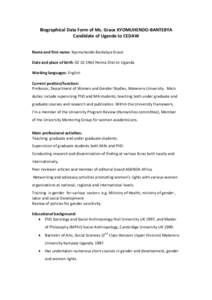 Biographical data form of nominees to human rights treaty bodies