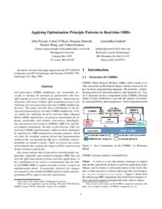 Applying Optimization Principle Patterns to Real-time ORBs Irfan Pyarali, Carlos O’Ryan, Douglas Schmidt, Nanbor Wang, and Vishal Kachroo Aniruddha Gokhale