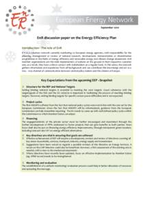 September[removed]EnR discussion paper on the Energy Efficiency Plan Introduction - The role of EnR EnR is a voluntary network currently numbering 23 European energy agencies, with responsibility for the planning, manageme