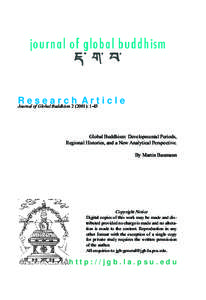 R esearch Article Journal of Global Buddhism): 1-43 Global Buddhism: Developmental Periods, Regional Histories, and a New Analytical Perspective.