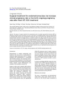 Am J Transl Res 2014;6(2):[removed]www.ajtr.org /ISSN:[removed]AJTR1312008 Original Article Surgical treatment for endometrioma does not increase clinical pregnancy rate or live birth/ongoing pregnancy