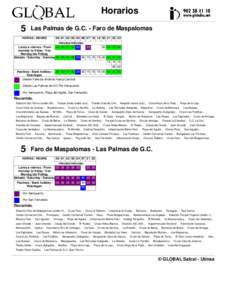 Horarios 5 Las Palmas de G.C. - Faro de Maspalomas[removed][removed] 22 23