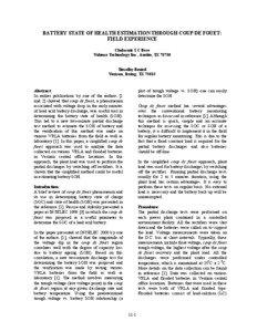 BATTERY STATE OF HEALTH ESTIMATION THROUGH COUP DE FOUET: FIELD EXPERIENCE Chalasani S C Bose