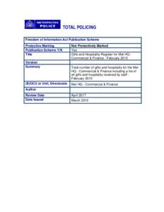 Freedom of Information Act Publication Scheme Protective Marking Publication Scheme Y/N Title Version Summary