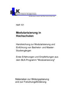 Heft101: Handreichung zur Modularisierung und Einführung von Bachelor- und Master-Studiengängen