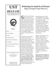 UST  Reducing Ground-level Ozone: Stage I & Stage II Vapor Recovery  RELEASE