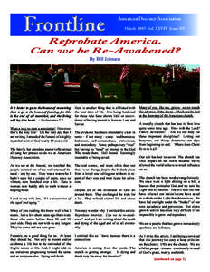 Frontline  American Decency Association March 2015 Vol. XXVIV Issue III  Reprobate America.