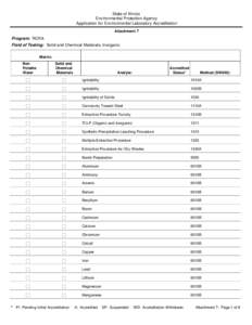 State of Illinois Environmental Protection Agency Application for Environmental Laboratory Accreditation Attachment 7  Program: RCRA