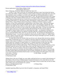 Southern Campaign American Revolution Pension Statements Pension application of John Maban (Mabin) S1686 Transcribed by Will Graves State of Tennessee, Dixon [sic, Dickson] County July Term 1833 On this 2nd day of July i