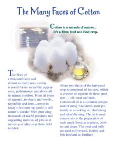 Cotton is a miracle of nature... It’s a fiber, feed and food crop. T  he fiber of