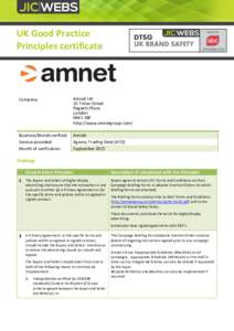 UK Good Practice Principles certificate Company:  Amnet UK