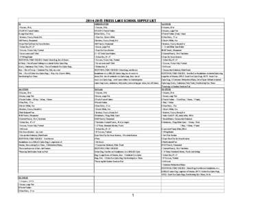 [removed]FRIESS LAKE SCHOOL SUPPLY LIST K4 KINDERGARTEN  1st GRADE