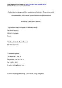 For$the$definitive$version$of$this$paper,$see$http://dx.doi.orgj.jhydrol.$$ Published$2013$in$Journal(of(Hydrology(492,$273C280.$ Hydro-climatic changes and their monitoring in the Arctic: Observatio