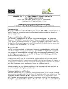 MINNESOTA STATE LOAN REPAYMENT PROGRAM[removed]PROGRAM INFORMATION NOTICE