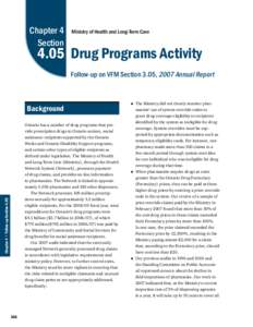 Chapter 4 Section Ministry of Health and Long-Term Care[removed]Drug Programs Activity