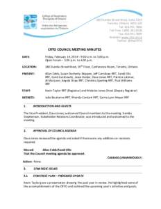 180 Dundas Street West, Suite 2103 Toronto, Ontario M5G 1Z8 Tel: [removed]Toll Free: [removed]Fax: [removed]Website: www.crto.on.ca