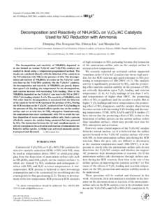 Journal of Catalysis 195, 268–doi:jcat, available online at http://www.idealibrary.com on Decomposition and Reactivity of NH4HSO4 on V2O5 /AC Catalysts Used for NO Reduction with Ammonia Zh