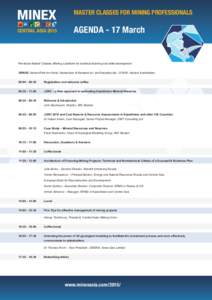 MASTER CLASSES FOR MINING PROFESSIONALS  AGENDA - 17 March CENTRAL ASIA 2015