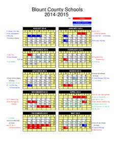 Blount County Schools[removed]Key: Holidays Testing