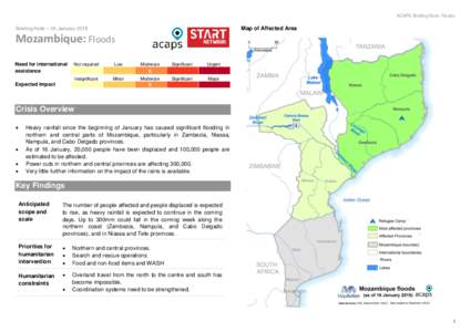 ACAPS Briefing Note: Floods  Briefing Note – 16 January 2015 Map of Affected Area