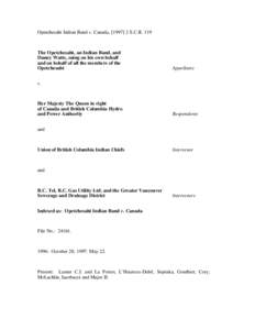 Indian Act / Reasons of the Supreme Court of Canada by Justice Major / Reasons of the Supreme Court of Canada by Justice Gonthier / Law / Easement / Real property law