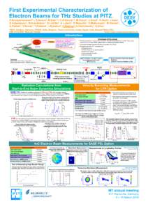 First Experimental Characterization of Electron Beams for THz Studies at PITZ. P.Boonpornprasert1,*, G.Asova2, M.Bakr1,3, C.H.Garcia1,4, M.Gross1, J.Good1, H.Huck1, I.Isaev1, D.Kalantaryan1, M.Krasilnikov1, O.Lishilin1, 