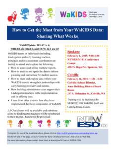 How to Get the Most from Your WaKIDS Data: Sharing What Works WaKIDS data; WHAT is it, WHERE do I find it, and HOW do I use it? WaKIDS teams or individuals including, kindergarten and early learning teachers,