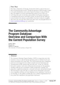 Data Shop Data Shop, a department of Cityscape, presents short articles or notes on the uses of data in housing and urban research. Through this department, PD&R introduces readers to new and overlooked data sources and 