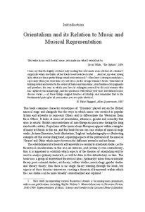 Introduction  Orientalism and its Relation to Music and