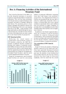 May[removed]Semi-Annual Statement on Monetary Policy Box A: Financing Activities of the International Monetary Fund