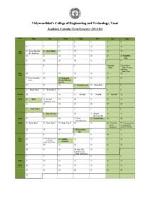Vidyavardhini’s College of Engineering and Technology, Vasai Academic Calendar Even Semester[removed]Month  Mon