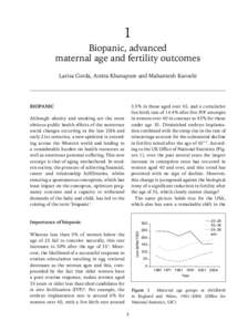 1 Biopanic, advanced maternal age and fertility outcomes Larisa Corda, Amita Khanapure and Mahantesh Karoshi  BIOPANIC