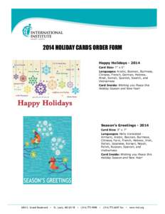 2014 HOLIDAY CARDS ORDER FORM Happy Holidays[removed]Card Size: 7