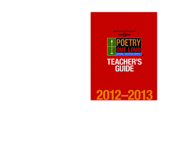 www.poetryoutloud.org  TEACHER’S GUIDE  2012–2013