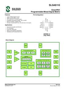 SLG46110 GreenPAK Programmable Mixed Signal Matrix Features Logic & Mixed Signal Circuits Highly Versatile Macro Cells