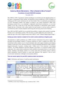 Scaled-up Market Mechanisms – What is Needed to Move Forward? A summary of recent OECD/IEA analyses November 2010 The UNFCCC COP 15 negotiations and the Copenhagen Accord did not provide detailed guidance on the future