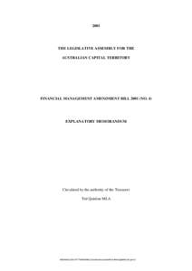 2001  THE LEGISLATIVE ASSEMBLY FOR THE AUSTRALIAN CAPITAL TERRITORY  FINANCIAL MANAGEMENT AMENDMENT BILL[removed]NO. 4)