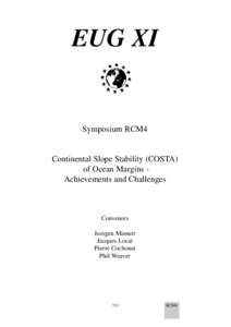 EUG XI  Symposium RCM4 Continental Slope Stability (COSTA) of Ocean Margins Achievements and Challenges