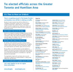 Provinces and territories of Canada / Greater Toronto and Hamilton Area / Greater Toronto CivicAction Alliance / The Big Move / Anne Golden / Ontario / Greater Toronto Area / Metrolinx