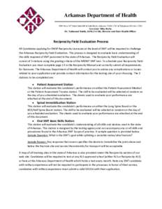 Arkansas Department of Health 5800 West 10th Street Suite 800 ● Little Rock, Arkansas[removed] ● Telephone[removed]Governor Mike Beebe Dr. Nathanael Smith, DrPH, FACHE, Director and State Health Officer