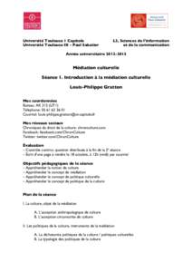 Université Toulouse 1 Capitole Université Toulouse III – Paul Sabatier L3, Sciences de l’information et de la communication