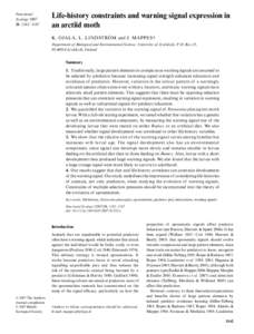 Functional Ecology, 1162–1167 Life-history constraints and warning signal expression in an arctiid moth