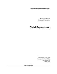 Fort McCoy Memorandum[removed]Family and Morale, Welfare and Recreation  Child Supervision
