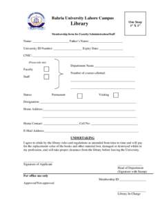 Microsoft Word - Faculty Membership form Lahore Campus.doc